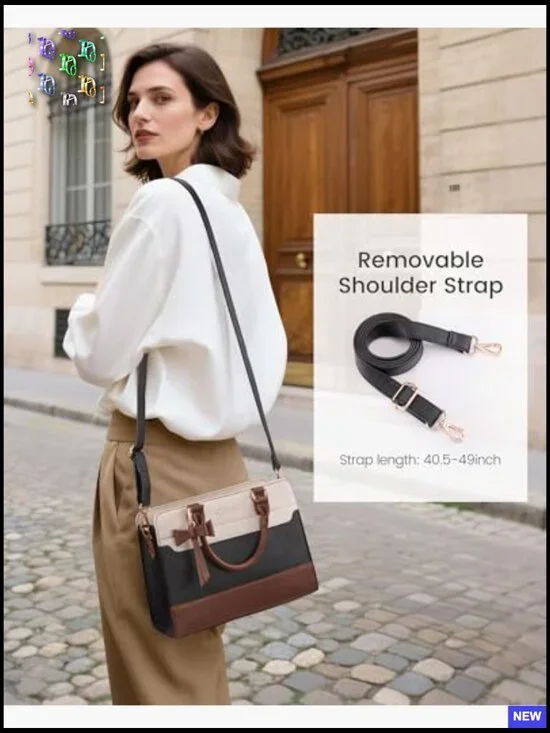 Leather Satchel Tote Purse Crossbody Shoulder Bag Chic Elegant Everyday Use - Picture 4 of 7